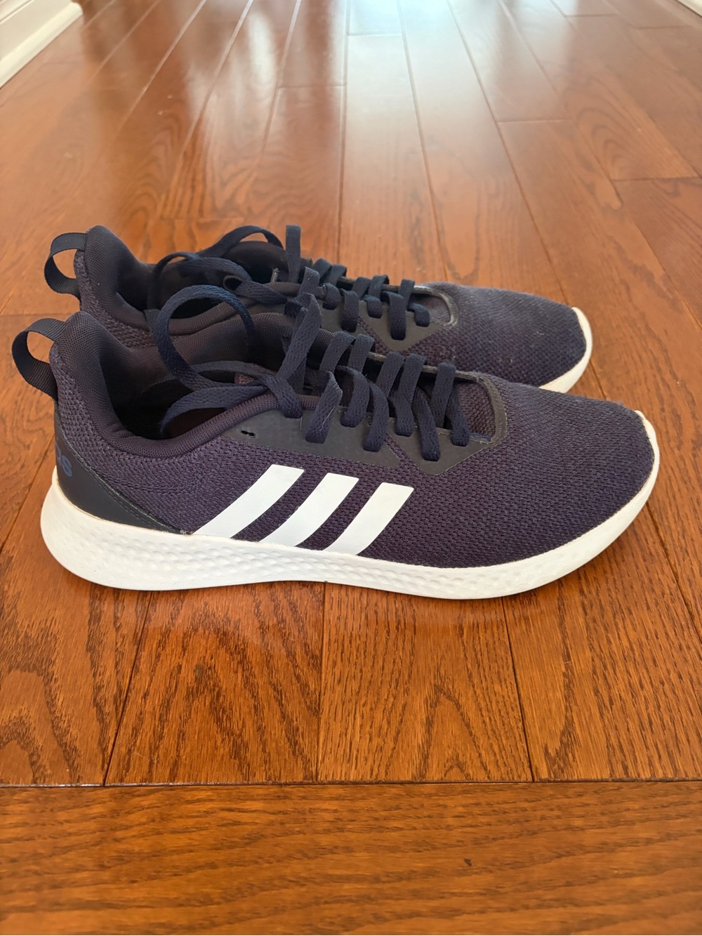 adidas Men's Navy Blue Running Sneakers with White Stripes